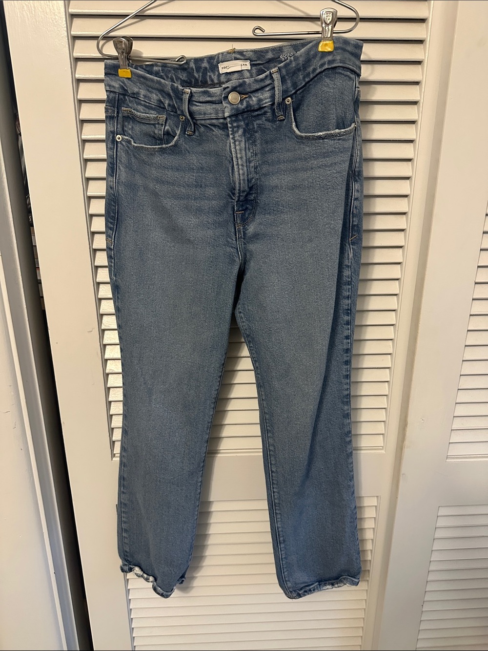 Good American Light Blue Cropped mid-Rise Straight Jeans